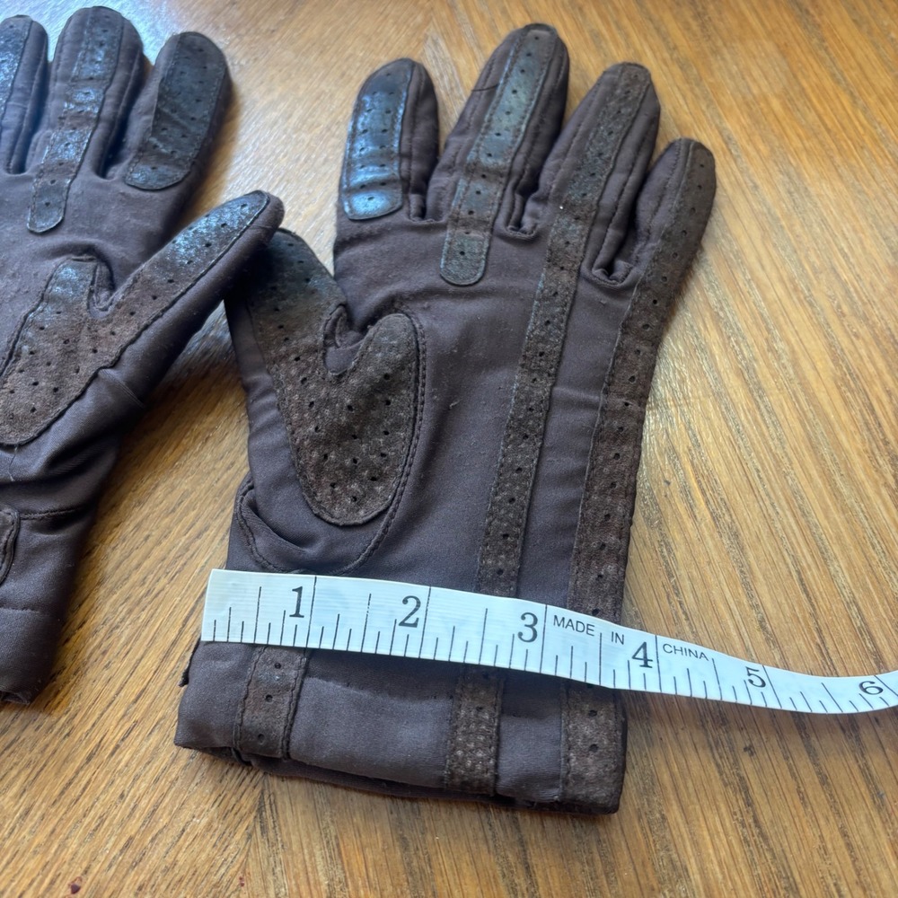 Vintage Isotoner Warm-Ups by Aris Brown Spandex Driving Gloves Women Medium - Picture 4 of 10